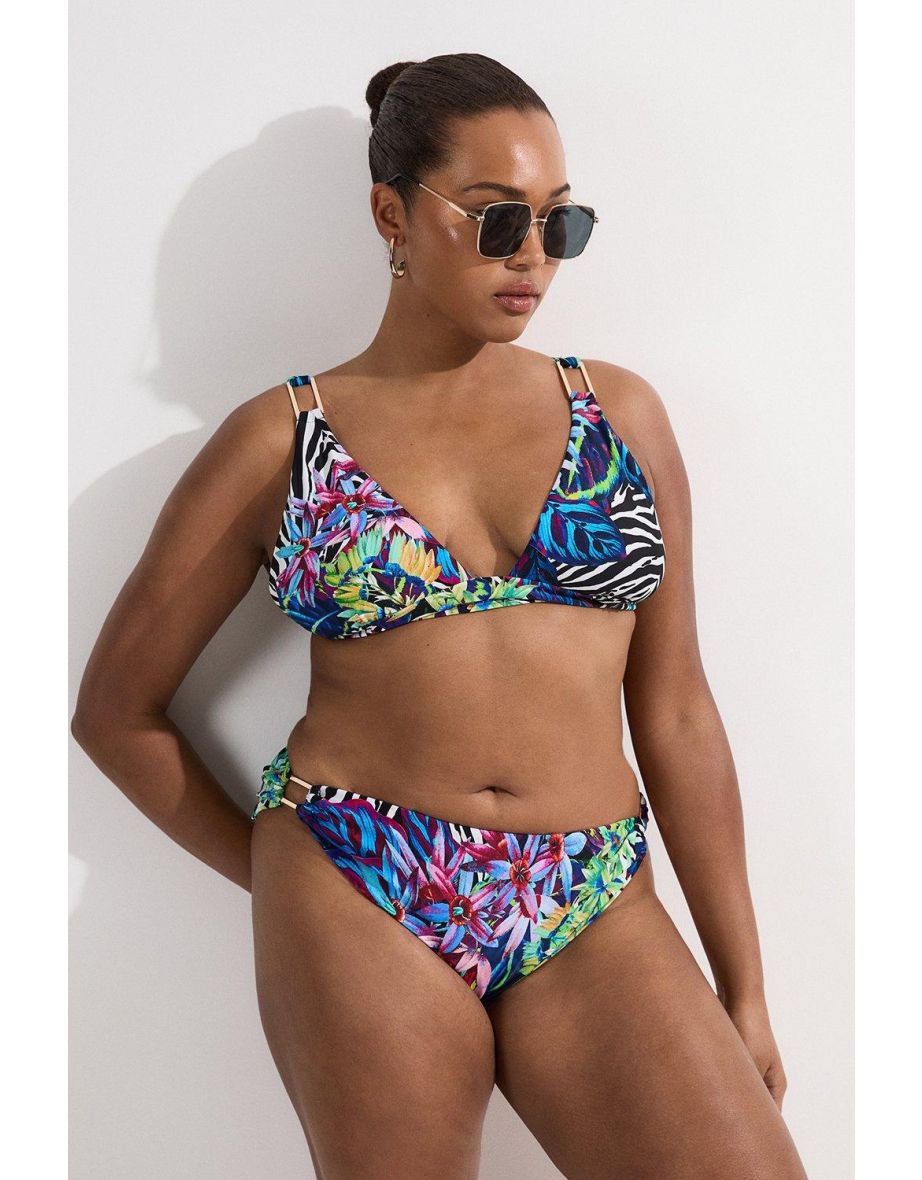 Top bikini a immersione floreale tropicale taglie forti