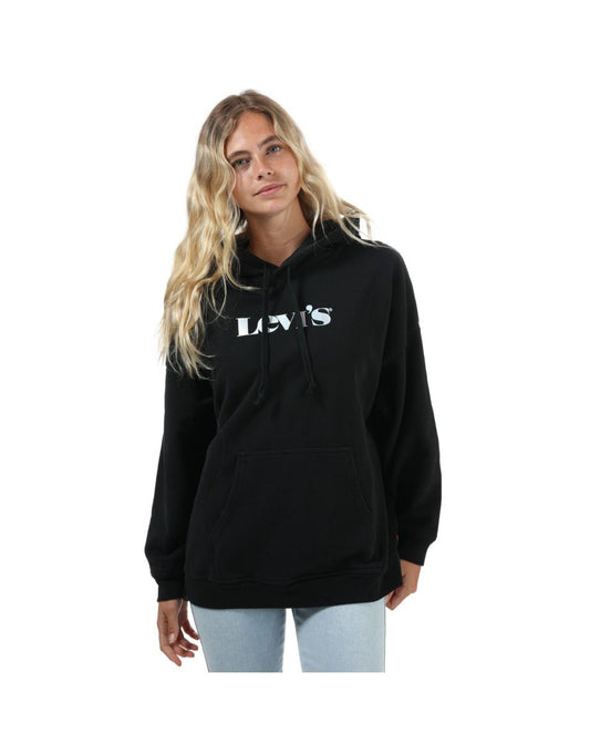 Felpa con cappuccio Levi's Rider Iridescent Graphic da donna in nero