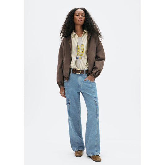 Calças de brim cargo masculinas de cintura média