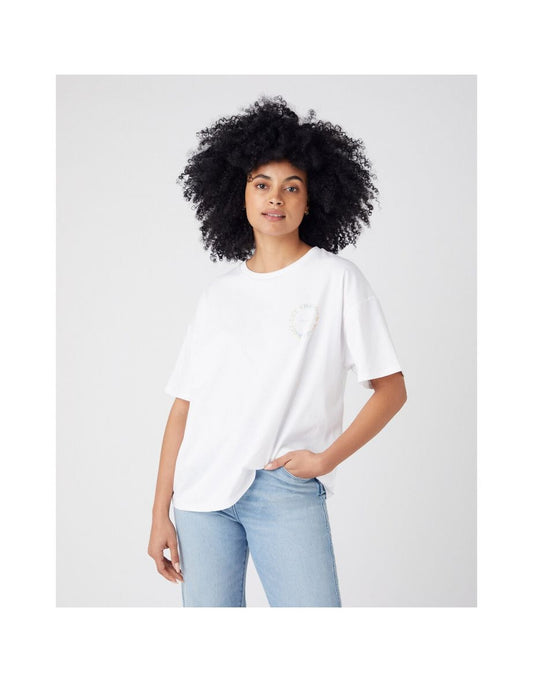 Camiseta de algodón con eslogan de manga corta y cuello redondo