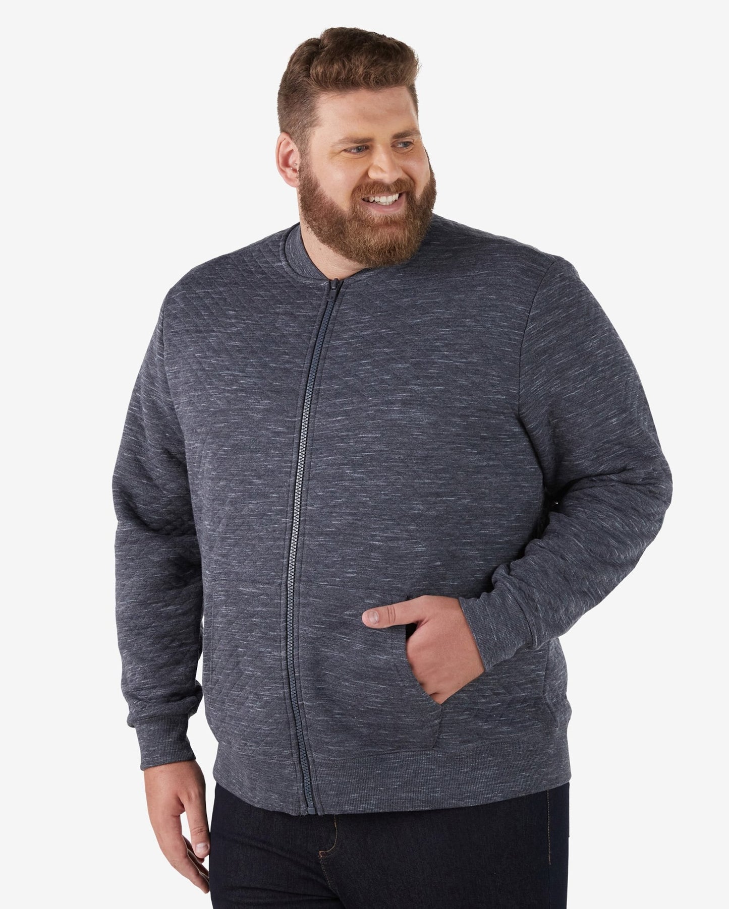Chaqueta Bomber Acolchada Tallas Grandes Hombre en Gris Azulado