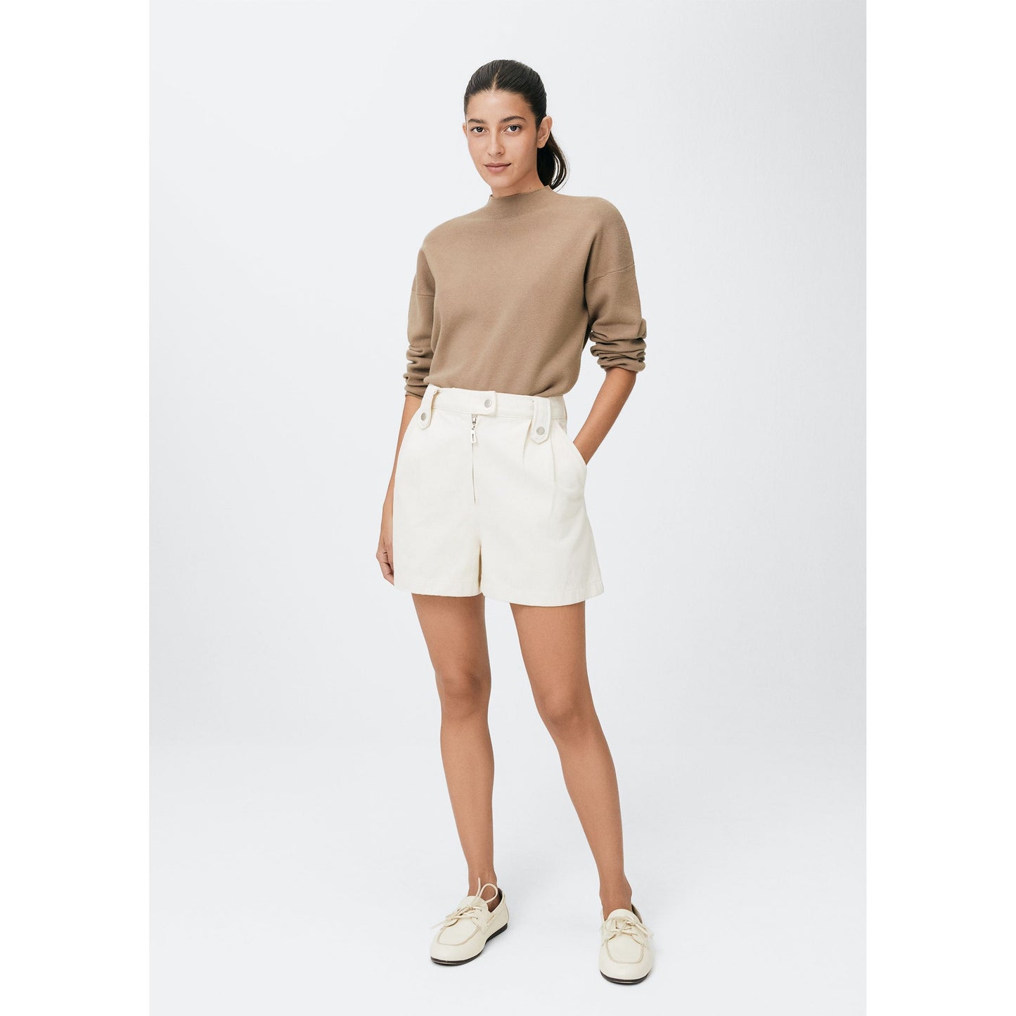 Pantaloncini da uomo in twill a vita alta