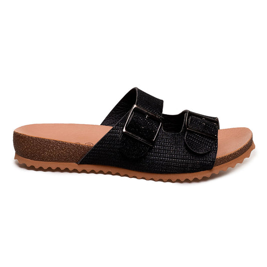 Women's Textured Black Papete Sandals by Bottero