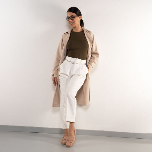 Women's Leather Moccasin Shoes by Bottero in Beige