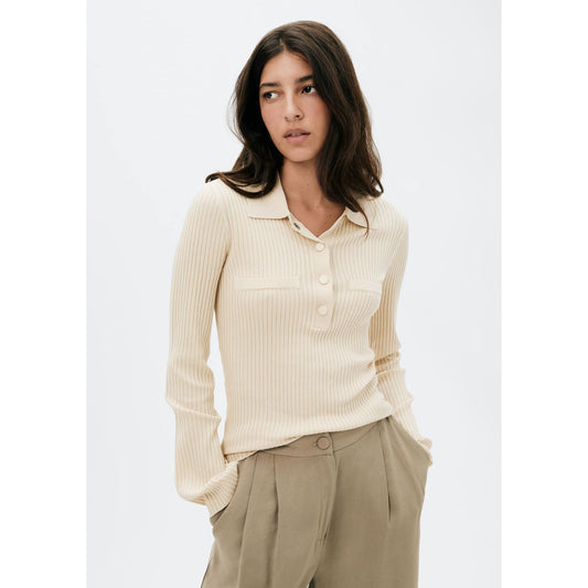 Polo acanalado de manga larga para hombre