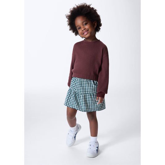 Gonna a quadri in vita elastica per bambini