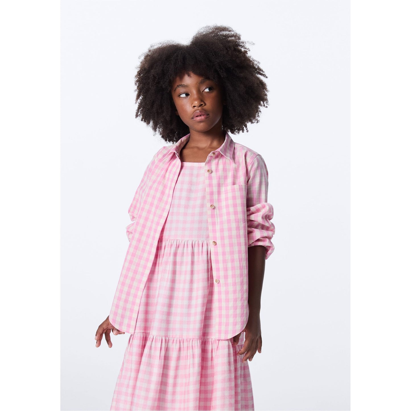Camicia tricolore tinta in filo per bambine