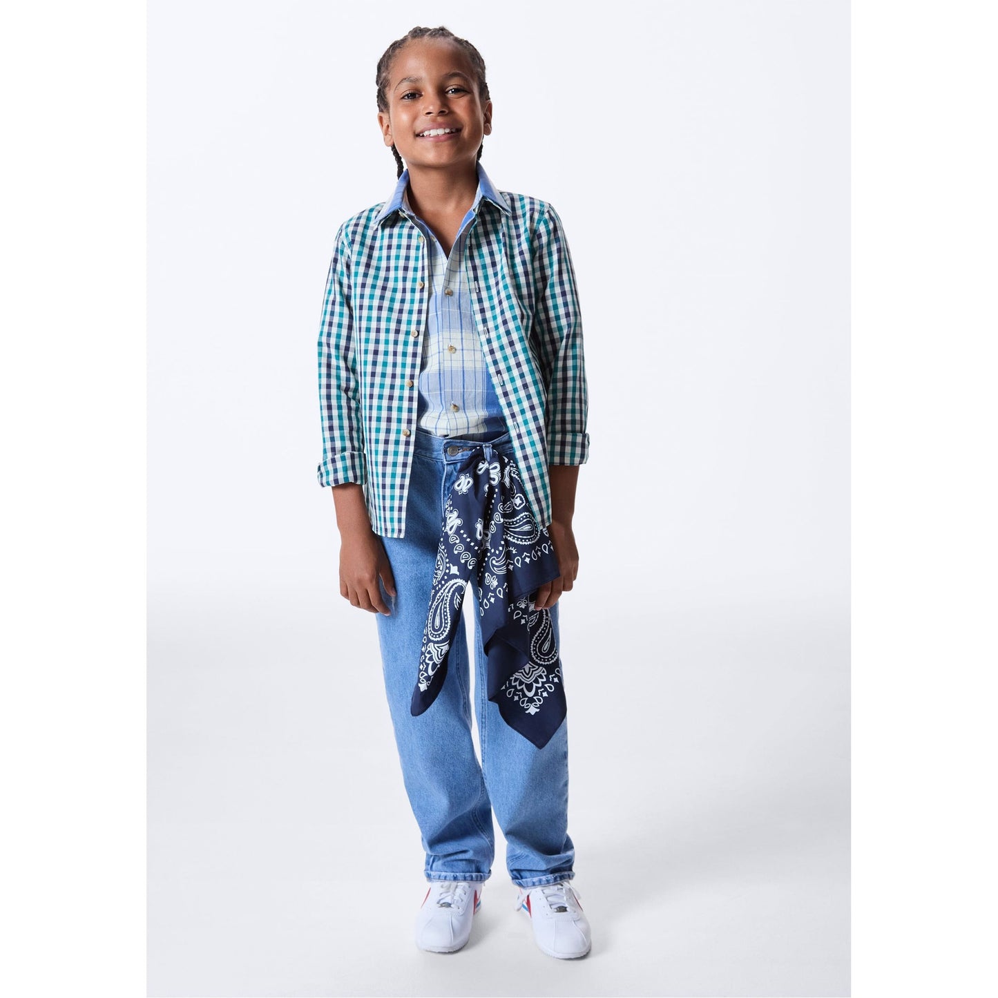 Camicia Comfort a quadri tinta in filo da ragazzo