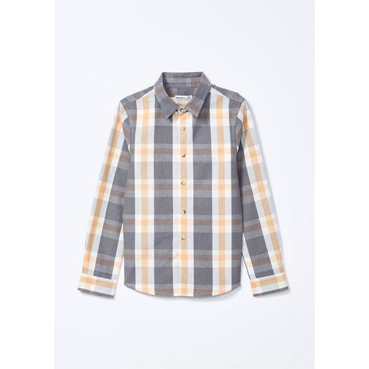 Camicia Comfort a quadri tinta in filo da ragazzo