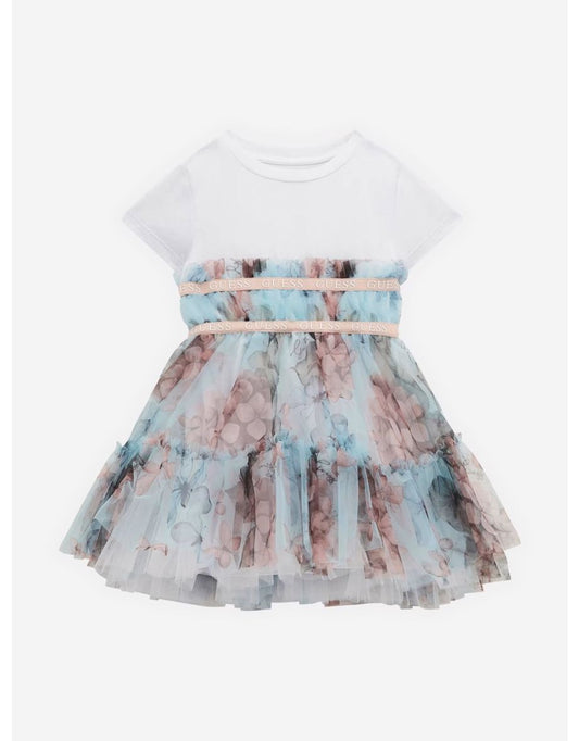 Vestito da bambina con collage di farfalle blu
