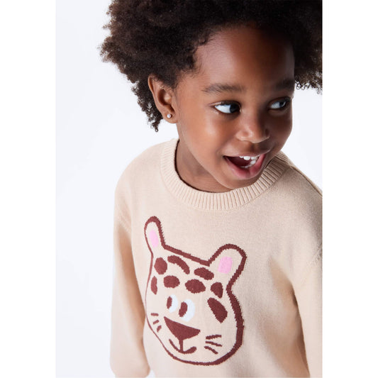 Jersey de punto para niña con cuello redondo