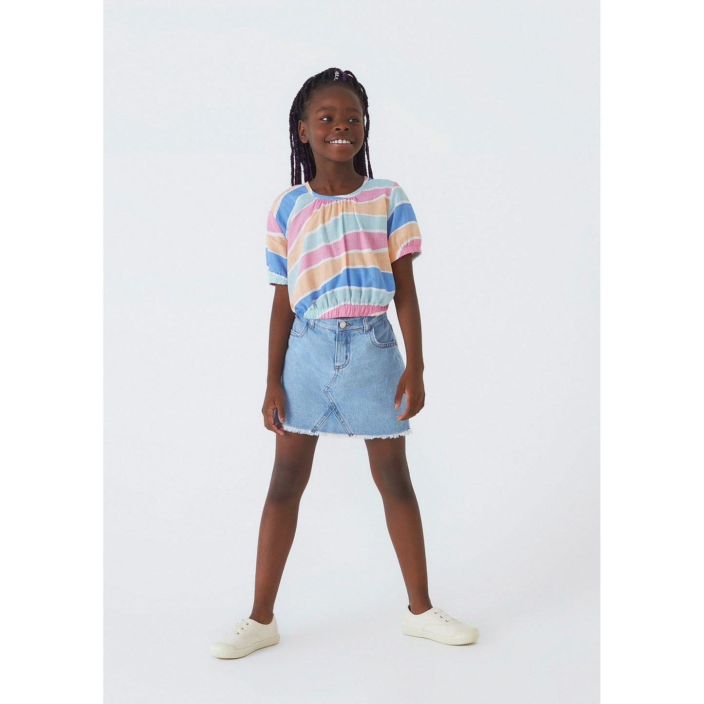 Blusa de manga balão estampada para meninas