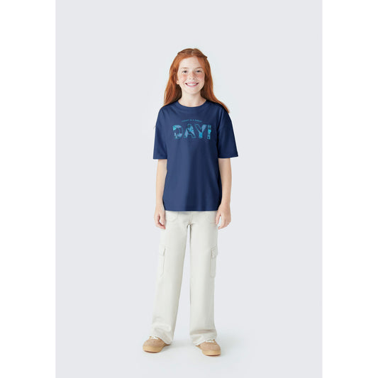 Girls' Children's Cargo Pants in Twill Fabric