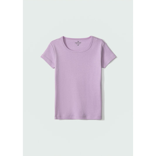 Girls' Basic Slim-Fit Short Sleeve Ribbed Top