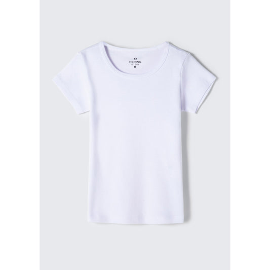 Girls' Basic Slim-Fit Short Sleeve Ribbed T-Shirt