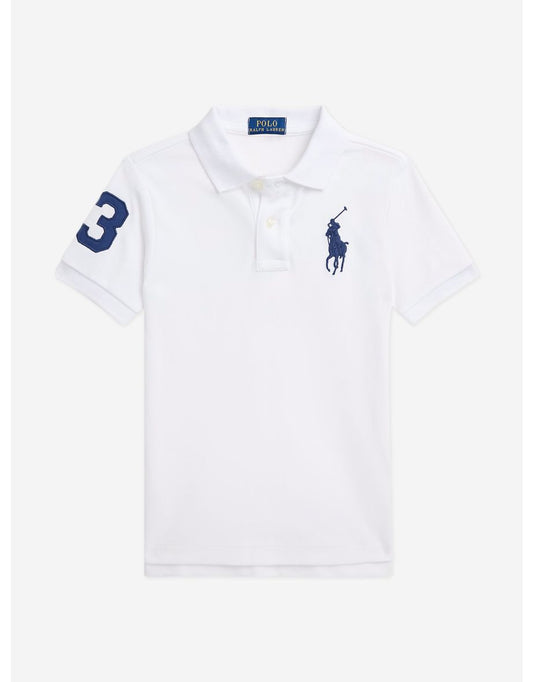 Boys' White Logo Polo Shirt