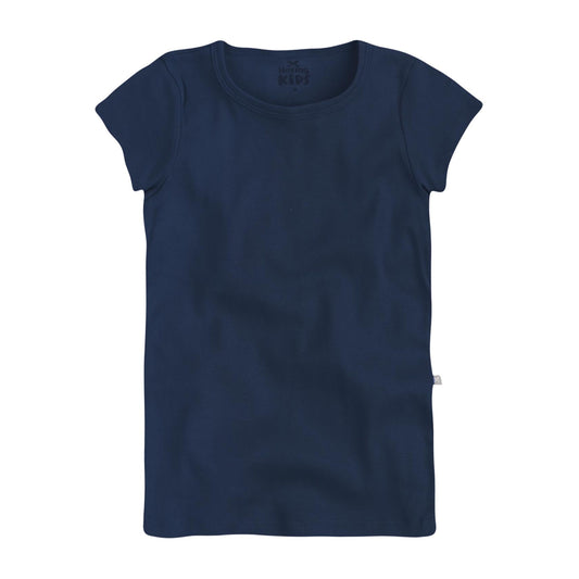 Girls' Basic Slim-Fit Short Sleeve Ribbed Top, Sizes 1 to 16