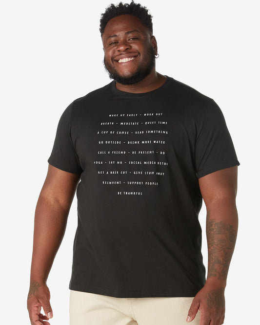 Camiseta masculina de manga curta preta plus size "Routine" de Allman para Riachuelo