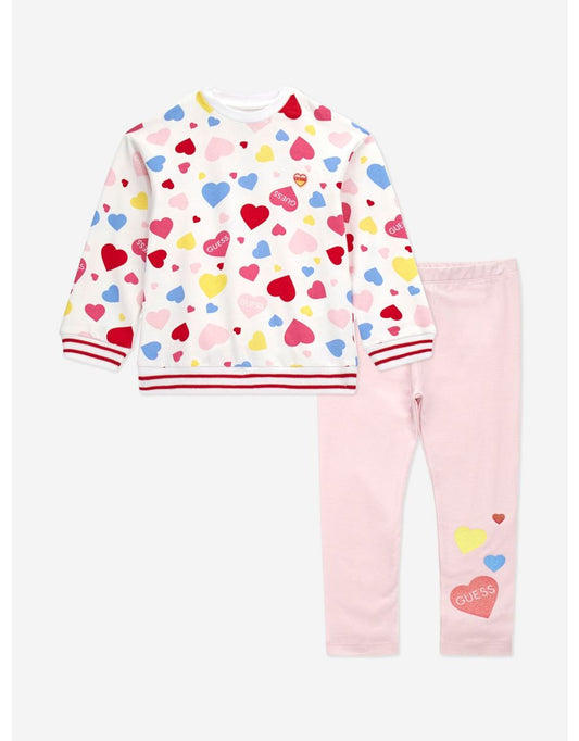 Set di leggings da bambina con cuori desiderosi multicolore