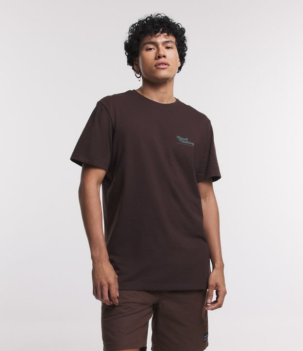 Maglietta Comfort in Jersey marrone con stampa della mappa delle Hawaii