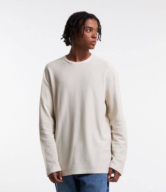 Maglietta in cotone beige con texture Chevron