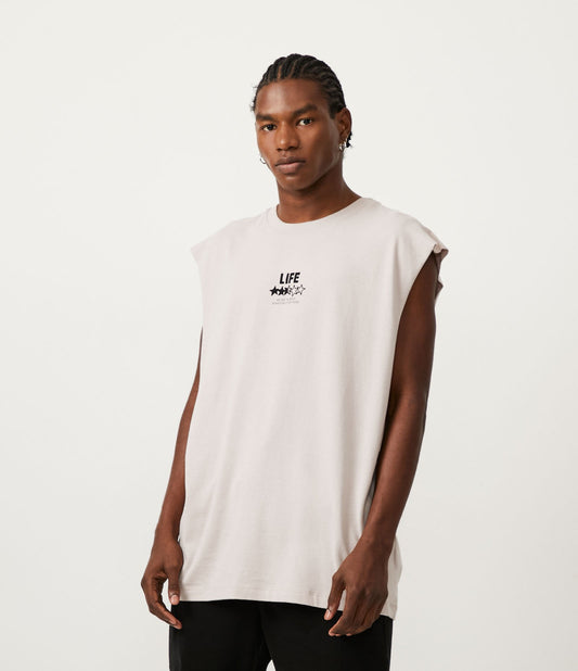 Canotta in cotone con stampa a lettere grigie