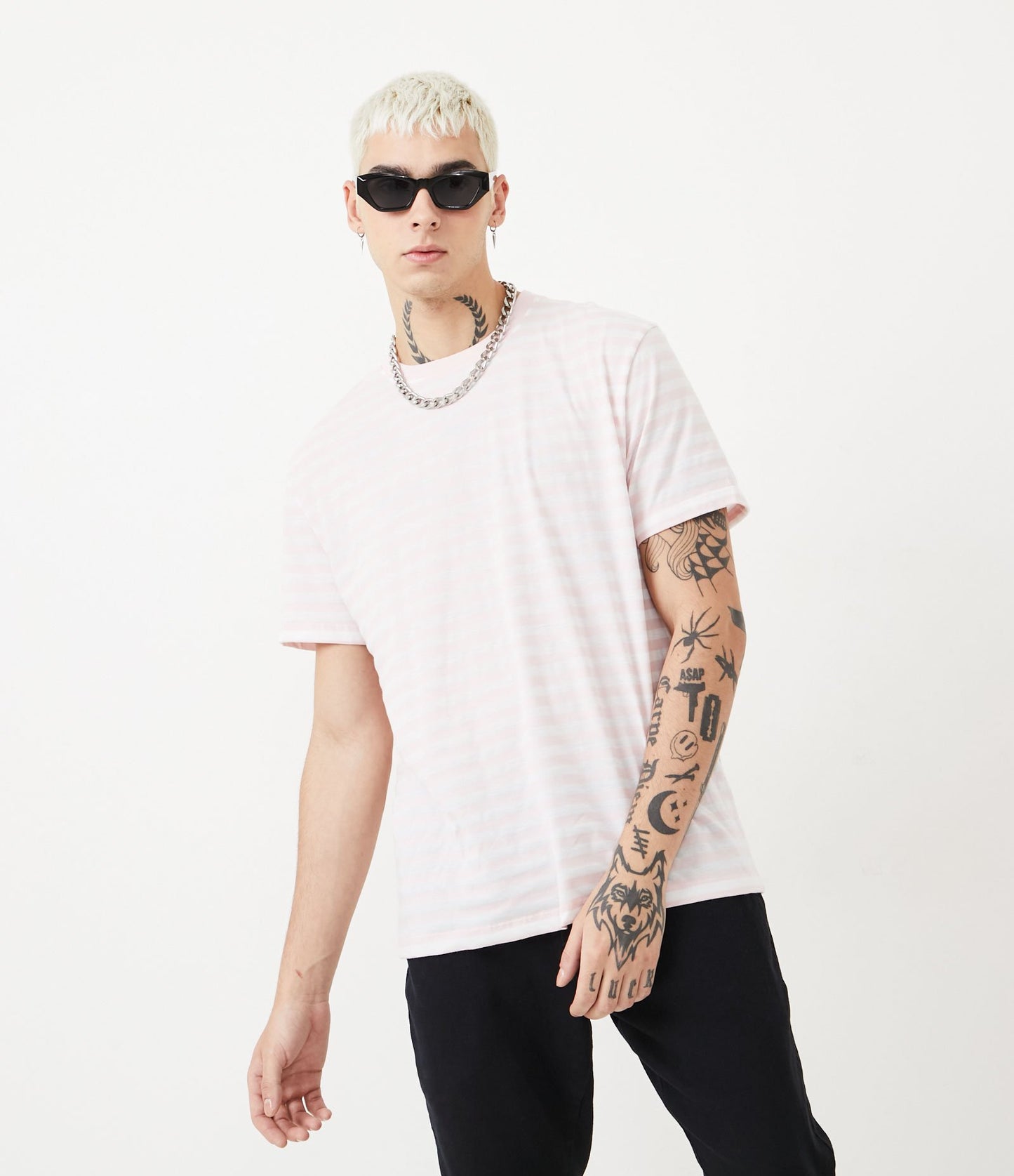 Maglietta in cotone a righe rosa