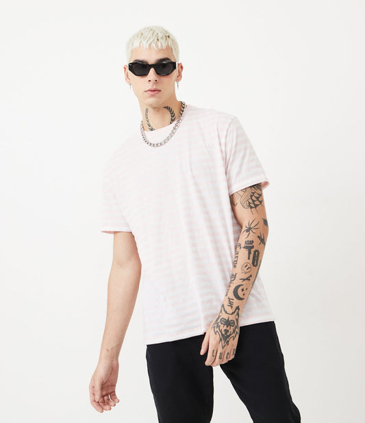 Maglietta in cotone a righe rosa