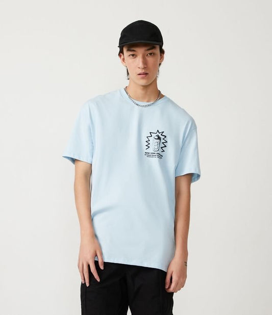 Maglietta dal taglio rilassato in jersey di cotone con stampa graffiti blu