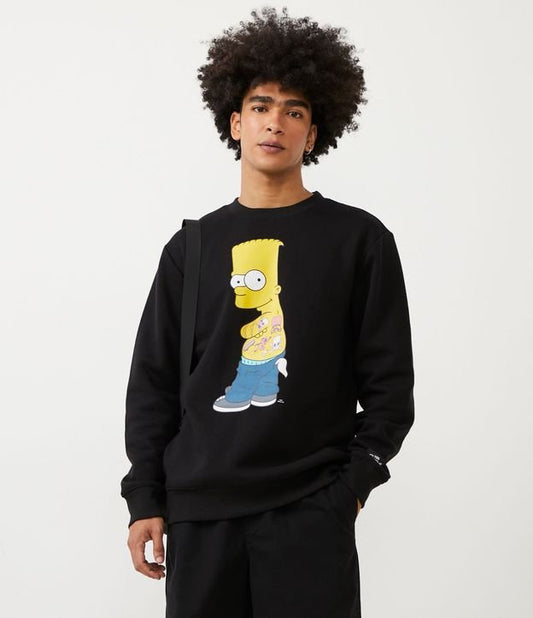 Moletom preto com estampa de Bart tatuado