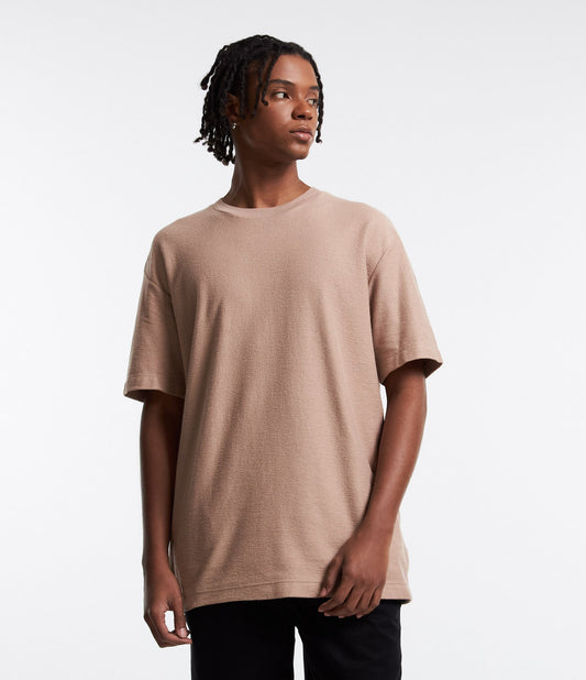 Camiseta relaxada de malha texturizada bege