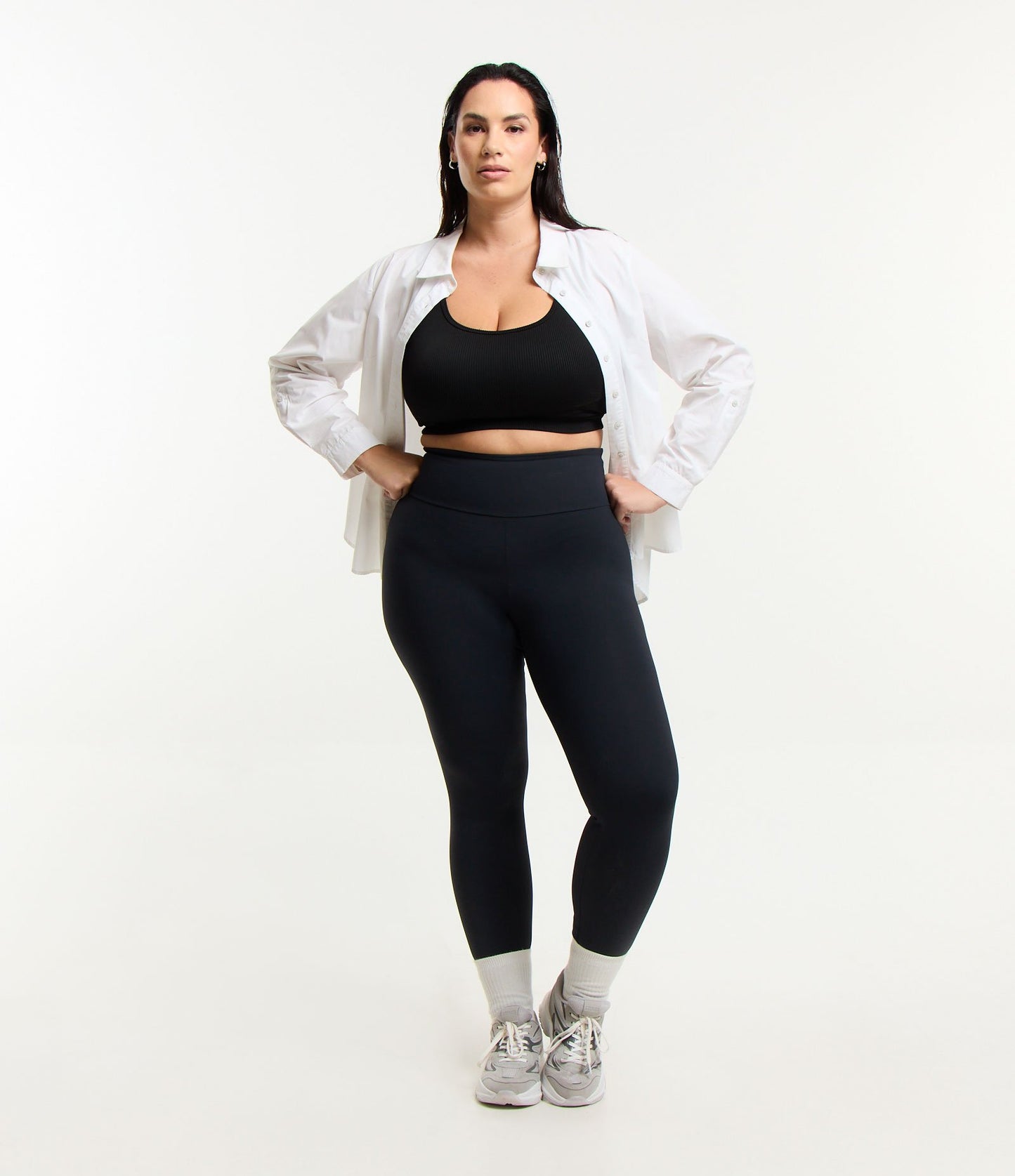 Leggings neri in poliammide con tecnologia Dry Curve e taglie forti