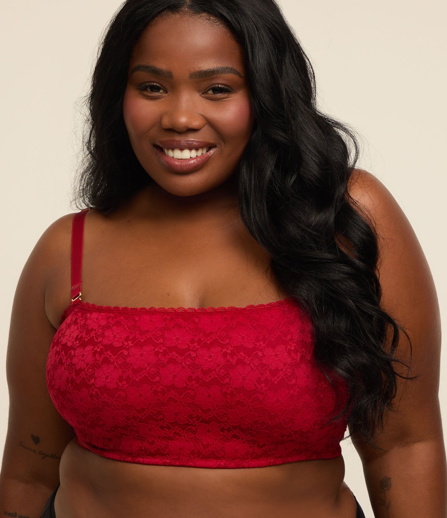 Bralette de renda com alças removíveis, Curve e Plus Size, vermelho