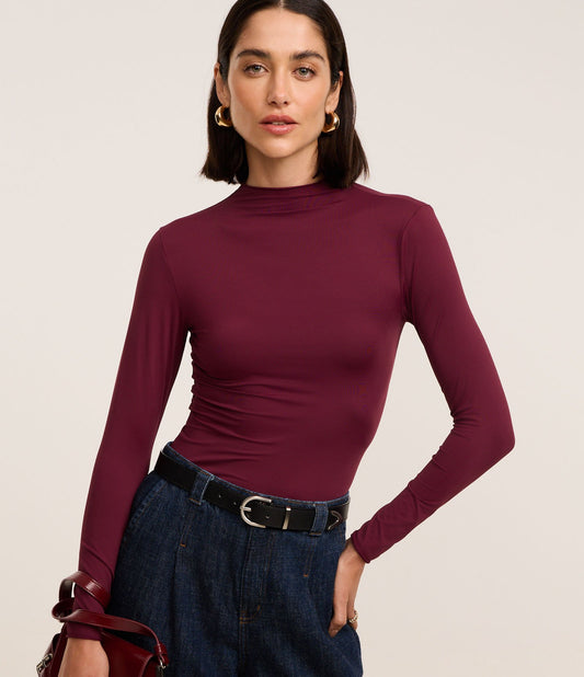 High Neck Red Microfiber Seamless Top