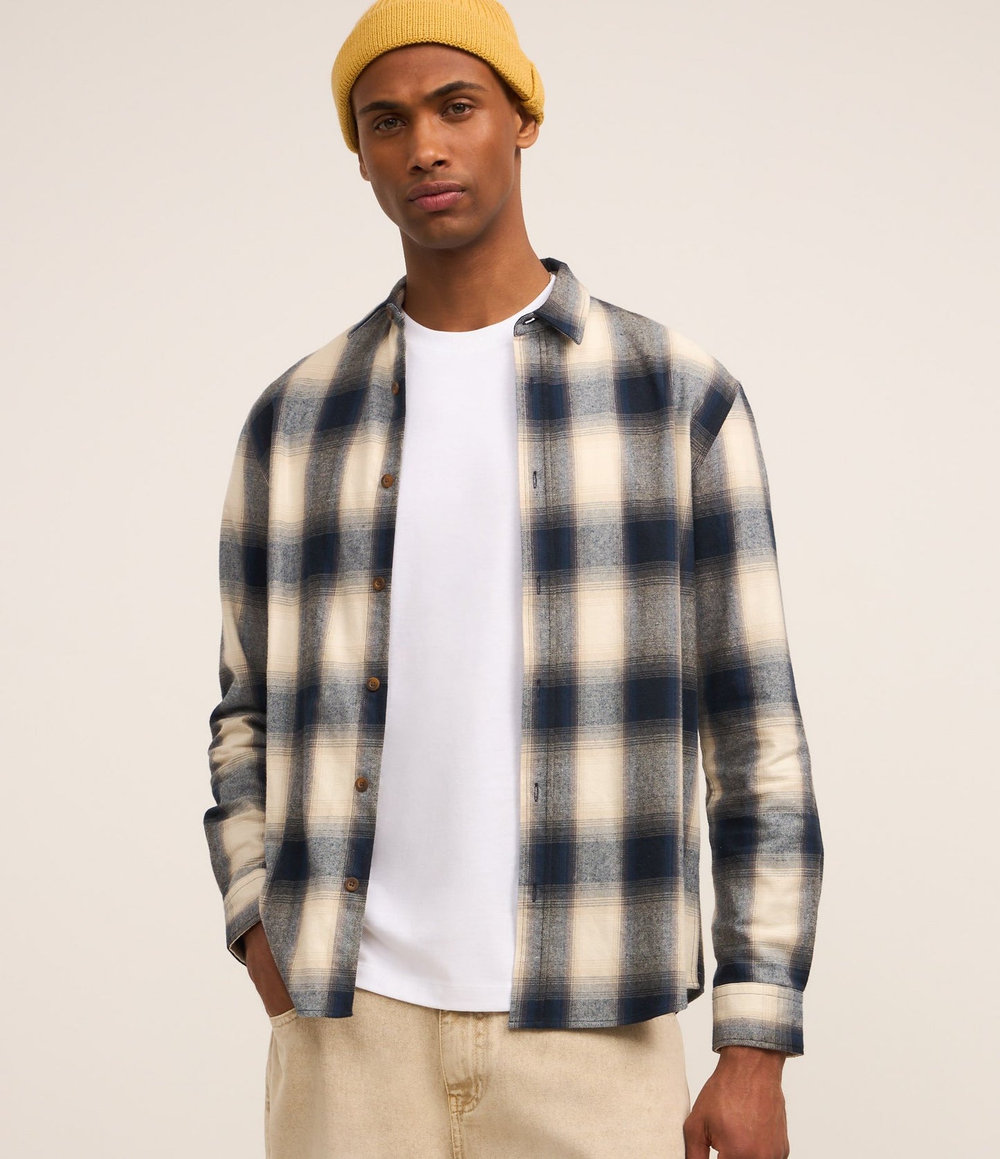 Camicia di flanella a maniche lunghe a quadri blu