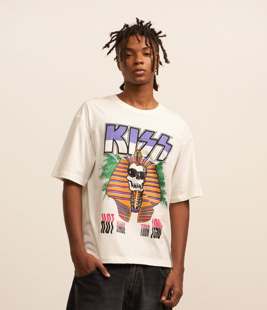 Maglietta in cotone con stampa Kiss bianca