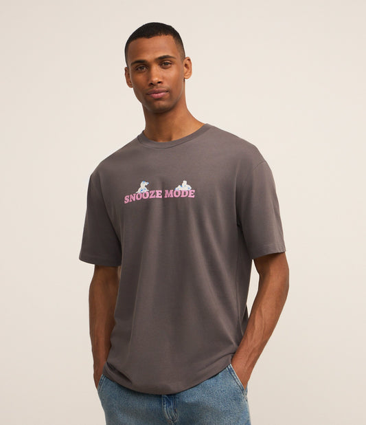 Maglietta grigia rilassata con stampa di Lilo e Stitch