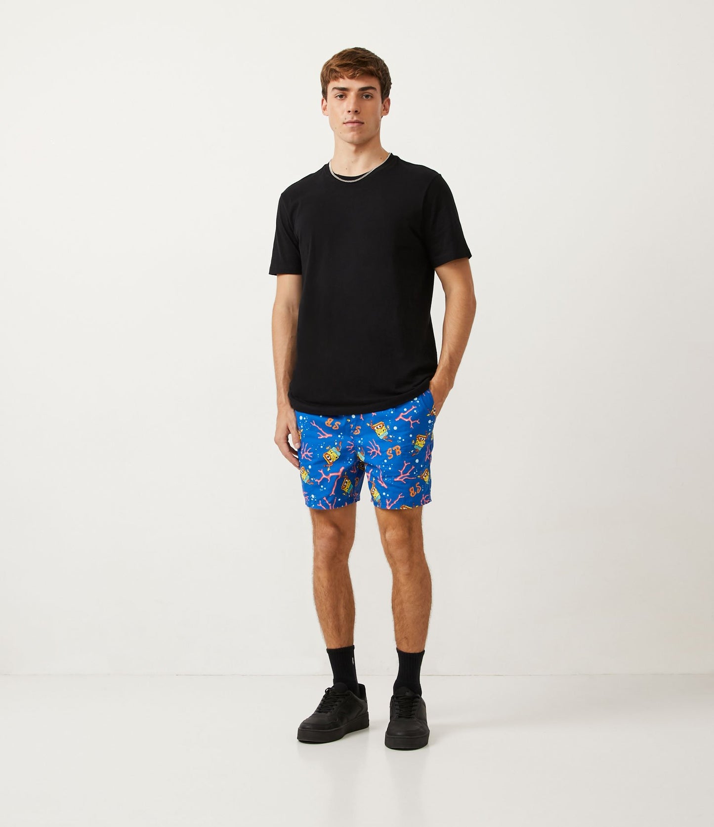 Bermudas con estampado Bob Esponja azul Toque de papel