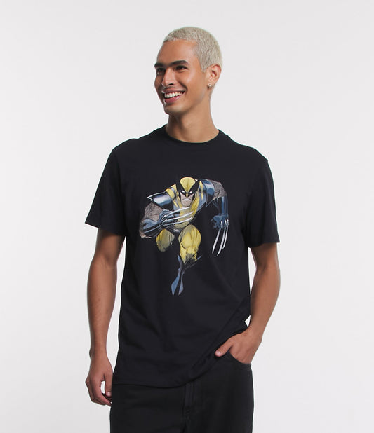 Camiseta Comfort com estampa Wolverine azul-marinho em tecido de malha macia
