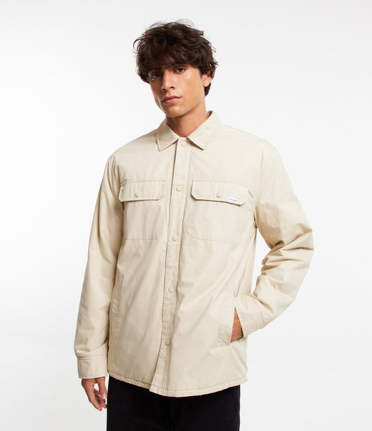 Giacca in cotone beige con imbottitura e tasca interna