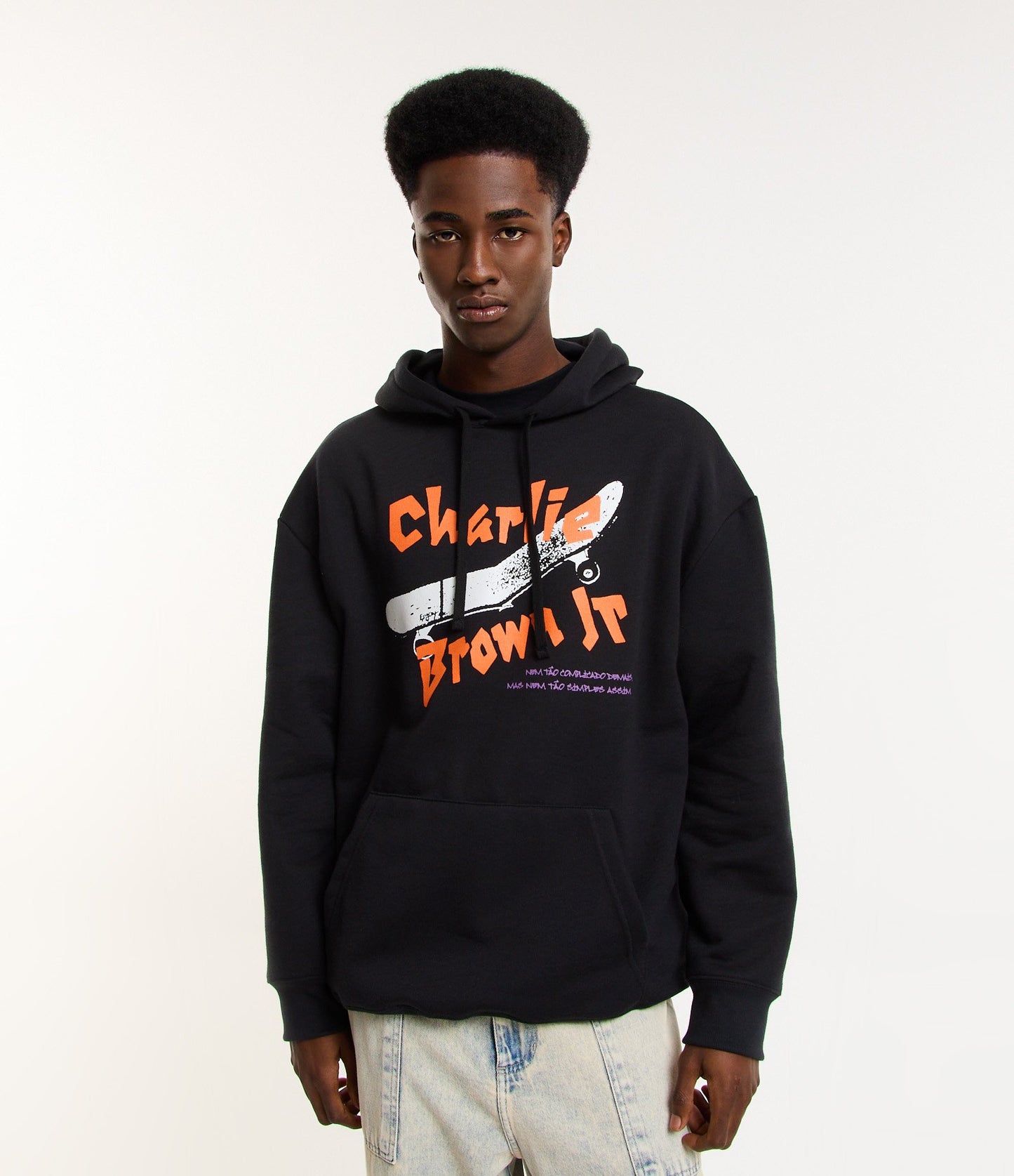 Relaxed Fit Sweatshirt with Charlie Brown Jr. Print in Black