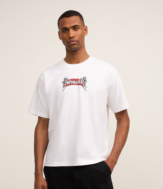 Maglietta bianca in cotone con stampa metallizzata