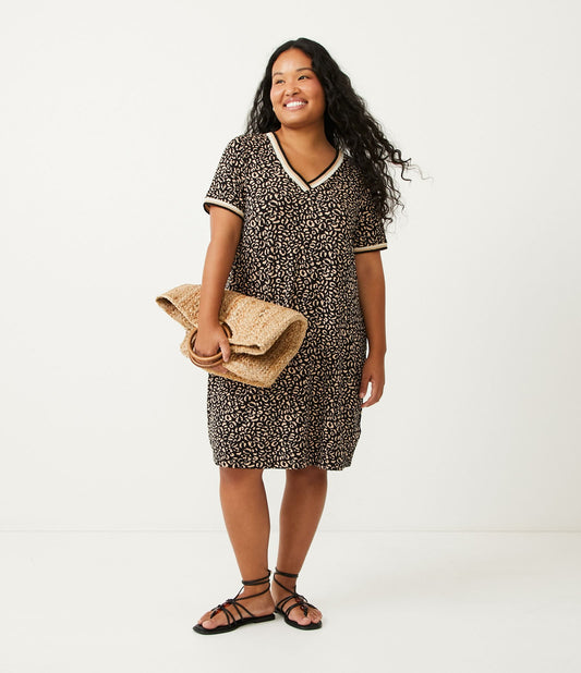 Vestido curto em viscolycra com estampa animal de leopardo, Curve & Plus Size, preto