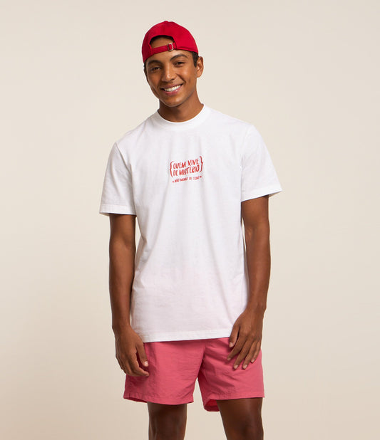 Maglietta in cotone comfort con stampa regalo misteriosa bianca