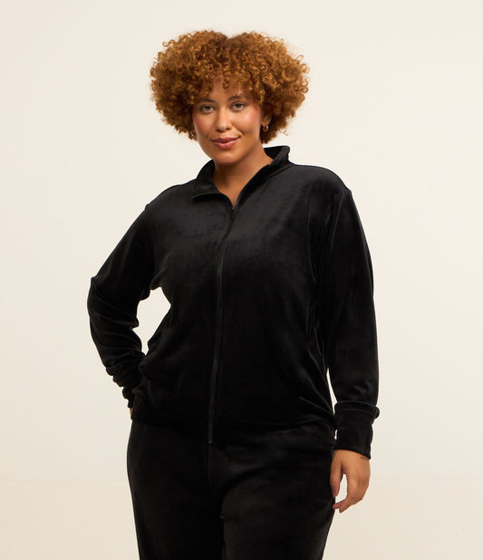 Giacca sportiva a collo alto in felpa nera - Curve e taglie forti