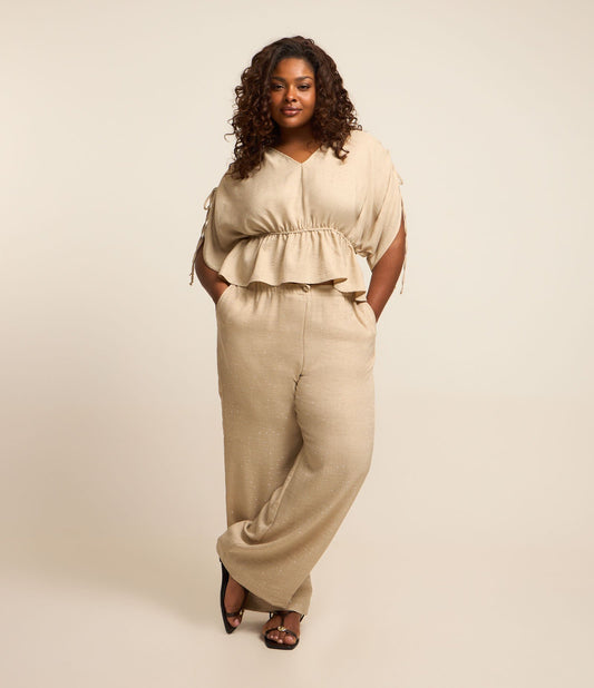 Pantaloni in crepe fluido con strass - Curve e taglie forti Beige