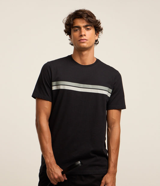 Camiseta regular de algodón con rayas negras