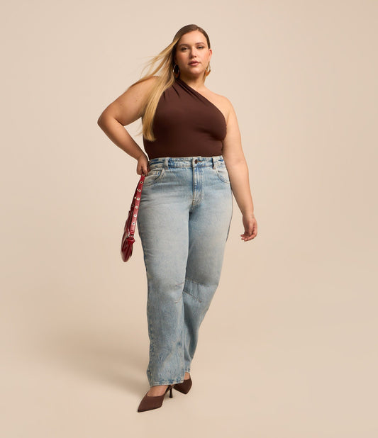 Jeans a zampa d'elefante con pieghe in versione Curve e taglie forti - Blu