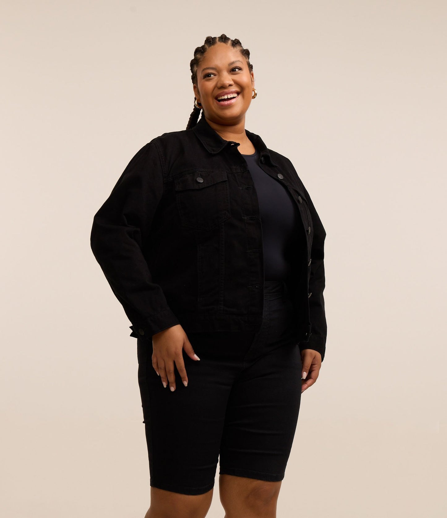 Black Denim Cycling Shorts - Curve & Plus Size