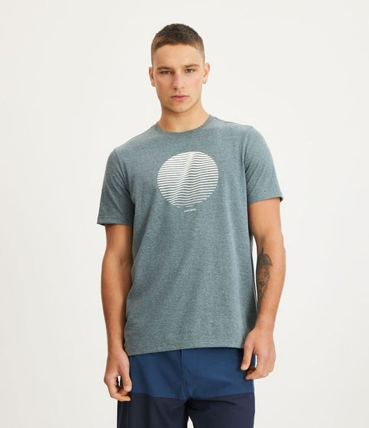 Maglietta regular con stampa minimalista del cerchio dell'onda verde